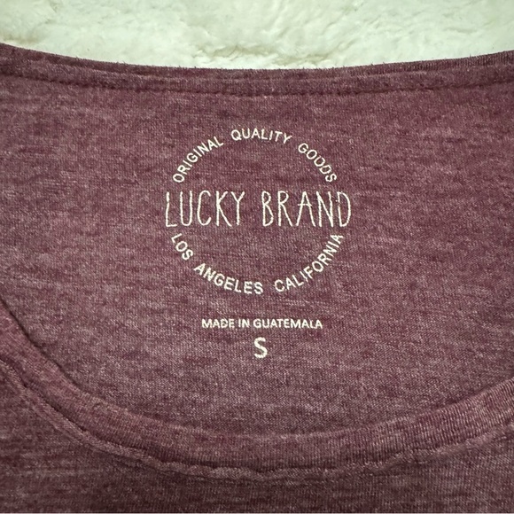 Lucky Brand Burgundy Graphic Boho Hasma Elephant Tee 3/4 Sleeve - Women’s Small - Picture 3 of 3